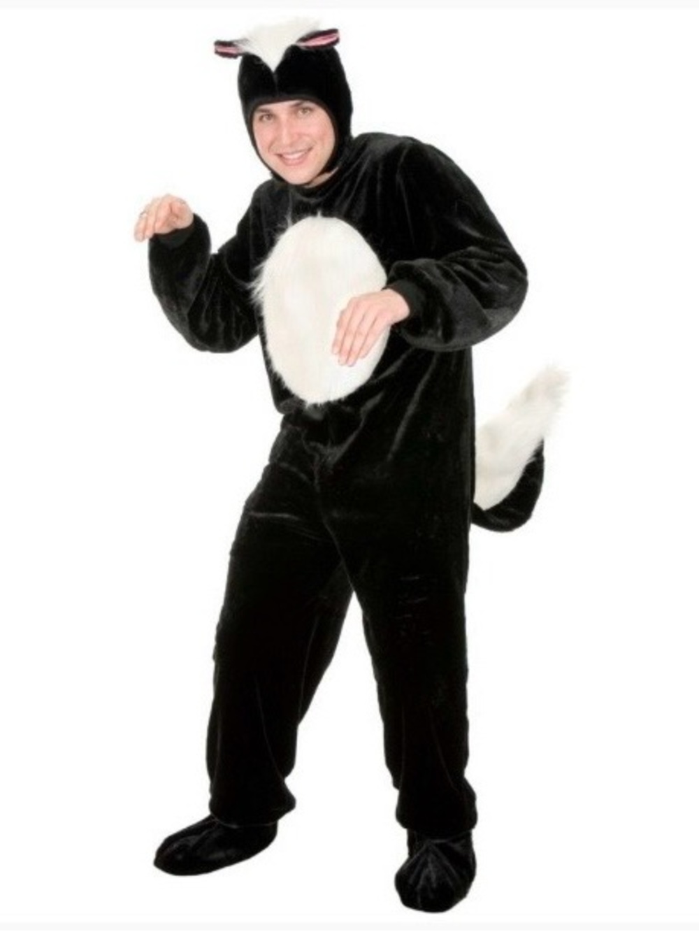Charades Adult Skunk Halloween Costume/Bootoes Size Small NO hood